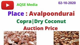 Copra Auction Price | Daily Copra Price | Dry Coconut Price | 02-10-2020 | Avalpoondurai Copra Price