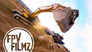 Insane Excavator Swing - Extreme Drone Flying