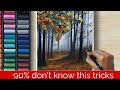 How to Draw Realistic 😱 FOGGY FOREST with PASTEL (step by step) TUTORIAL - Soft Pastel Drawing