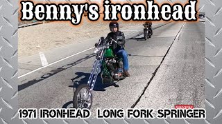 1971 sportster ironhead  | Benny's ironhead badass long fork springer