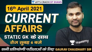 16 April 2021 Current Affairs MCQ | Daily Current Affairs | For All Exams By Gaurav Choudhary