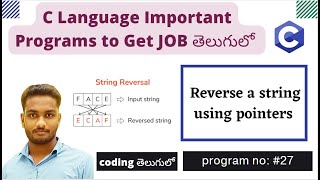 Reverse a string using pointers | C program In Telugu