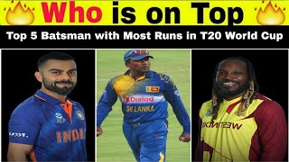 Top 5 Batsman with Most Runs in T20 World Cup || #shorts #t20worldcup
