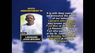 Leonard John Brown ~ Short Obituary