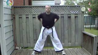 Taekwondo: Hapkido: Warm-ups: 30, hands on hips, pushing from behind, front view