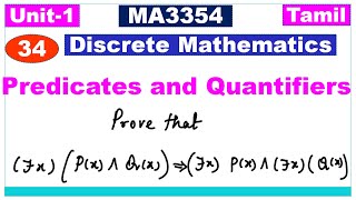 Discrete Mathematics | MA3354 | Unit 1|Logic & Proofs | Predicates and Quantifiers Problem in Tamil