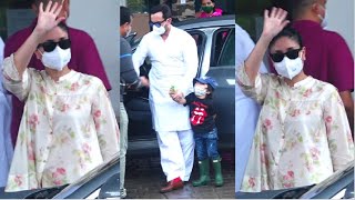 Pregnant Kareena Kapoor At Mumbai Airport With Saif & Taimur Leaving For The Shoot Of Movie