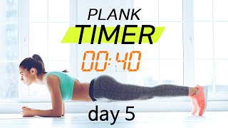 Plank Timer💙 day 5 - 30 days challenge with music ( 40 sec )  |  플랭크 5일차