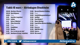 Aktiedagen Stockholm 16 mars 2020