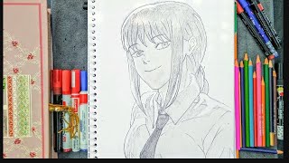 How to draw makima step-by-step || easy drawing #anime #drawing #animedrawing #art #music