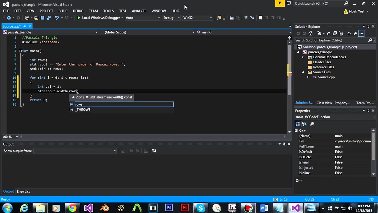 Coding Pascal S Triangle C Youtube