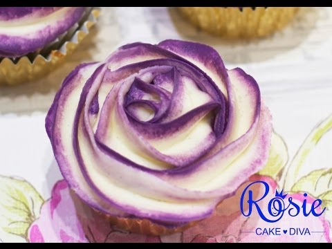 Two-Tone Buttercream Rose Cupcake Tutorial Two-Tone Buttercream Rose Cupcake Tutorial