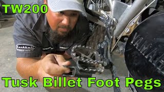 TW200 Yamaha: Tusk Billet Race Foot Pegs First Impression!