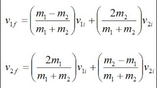 Formula for the Final Velocities after a Collision when Given Initial Velocities and Masses