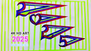 satisfying drawing 2025 - neon lights 2025 art - 2025 easy drawing colorful - east steps to draw