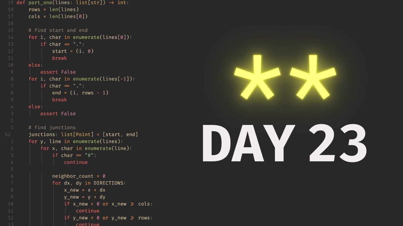Advent Of Code 2023 Day 23 Solution Walkthrough Python Youtube