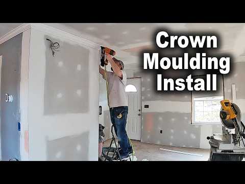 Installing Crown Molding Living Room Remodel Youtube