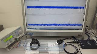 樹脂容器の表面弾性波を利用した超音波実験　Ultrasonic experiment using surface acoustic wave of resin container