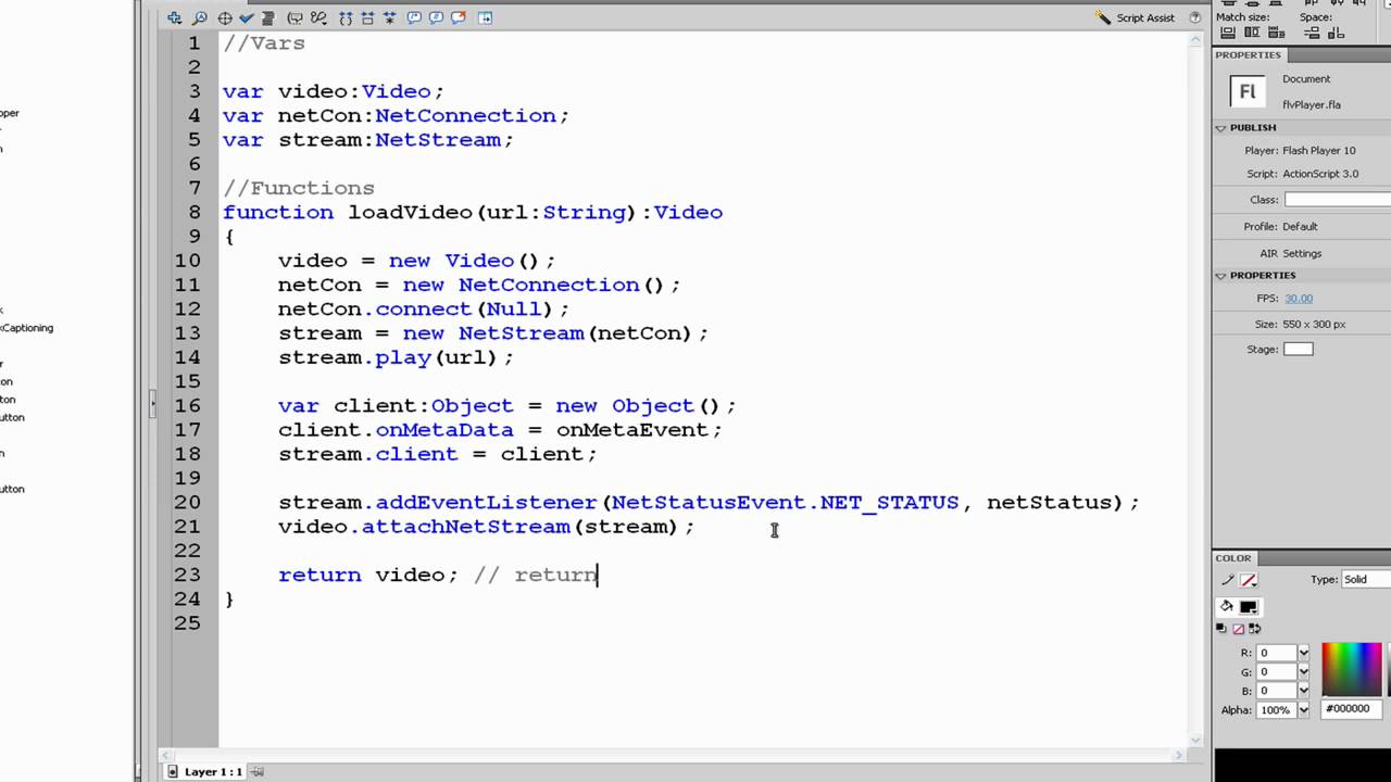 Custom FLV Player In Flash ACTIONSCRIPT 3.0 Part 1 - YouTube