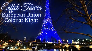 The Eiffel Tower at Night | Eiffel Tower European Union Color | ASMR