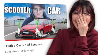 LilyPichu reacts to 'I Built a Car out of Scooters' by Michael Reeves