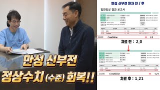 만성신부전 크레아티닌 수치 정상 수준 회복. 신장이 좋아지게 되었다.