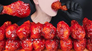 ASMR SPICY FRIED CHICKEN CHEESY TTEOKBOKKI MUKBANG 양념치킨 먹방 辛い チキン 咀嚼音 モッパン pedas ayam EATING SOUNDS