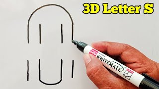 How To Draw 3D Letter S Step By Step | 3D Drawing | Easy Drawing