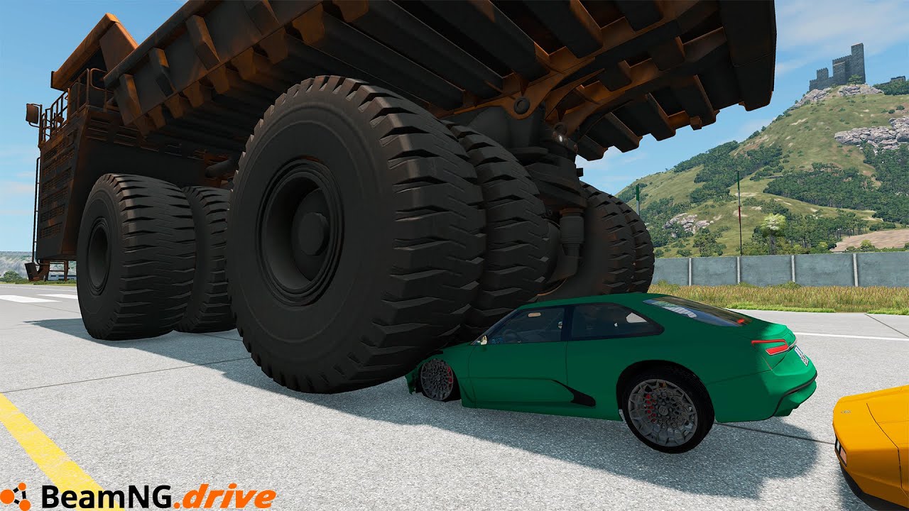 Giant Belaz Vs Cars | Mining Dump Truck Crushes Cars | BeamNG Drive ...