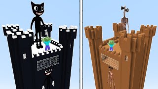 CARTOON CAT KULE VS SİREN KAFA KULE 😱 - Minecraft