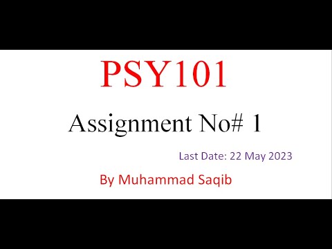 PSY101 Assignment 1 Solution 2023 / PSY 101 Assignment 1 2023 / PSY101 ...