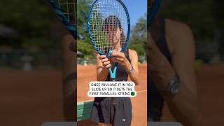 How to put a racquet dampener on ✅#tennis #tennistutorial #tennistip #dampener #tennisstrings