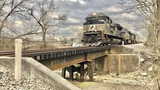 Railroad Bridge Bounces As FAST Train Passes Over It & 4 CSX & Norfolk Southern Trains In Ohio!