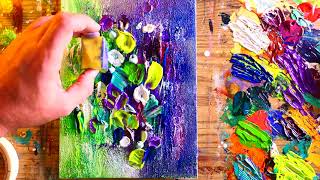 Blue Flowers Abstract Painting | Simple Acrylics Painting | Satisfying Art | Tutorial