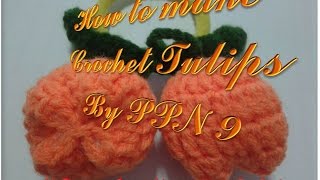 How to make crochet tulip flower  ถักโครเซต์ยางรัดผมดอกทิวลิป