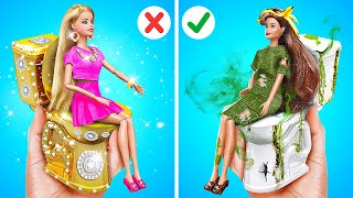 💖 EXTREME RICH VS POOR BARBIE ROOM MAKEOVER 🤩🎀 Cute Miniature Crafts & Tiny DIY Ideas by 123 GO!