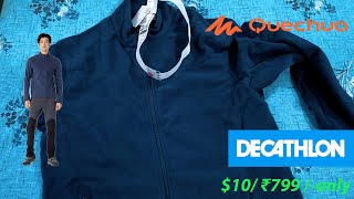 Decathlon QUECHUA Men’s Hiking Fleece Winter Blue Jacket - MH120 Best (₹799/$9.42) #4k #unboxing