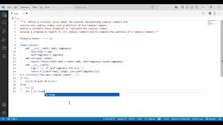 Python Experiment 9 – Complex Number Addition using Class OOPs Lab Program