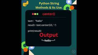 Exploring Python String Methods 'center()' #python #coding #interview #pythontutorial