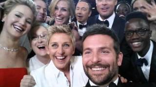 OSCARS Selfie 2014 : Ellen DeGeneres Most Retweeted Hollywood Selfie Of All Time (3/2/14)