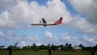 Landing of AIR MAURITIUS MK 121 Aerospatiale/Alenia ATR 72 at SSR International Airport - MAURITIUS