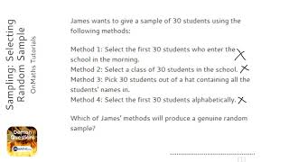Sampling: Selecting Random Sample (Grade 4) - OnMaths GCSE Maths Revision