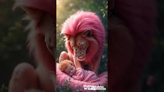 pink lion \u0026 baby #babyshorts  #wildanimal  #aiart  #nature