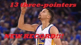 Stephen Curry斯蒂芬·科里   46 PTS  13球3分球 13 three-pointers 11 7 2016 新NBA紀錄