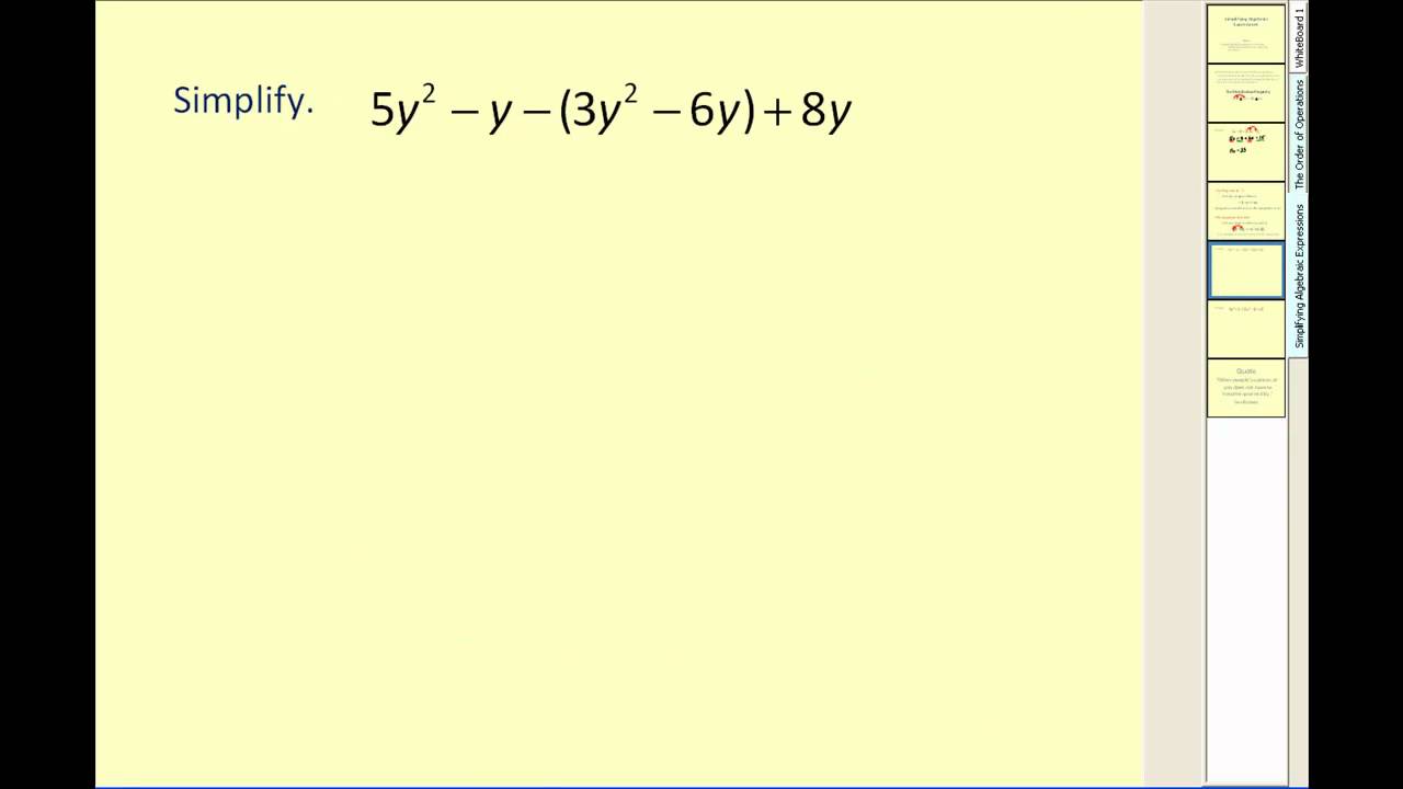 Simplifying Algebraic Expressions Youtube
