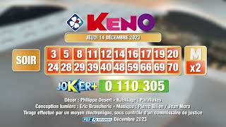 Tirage du soir Keno® du 14 décembre 2023 - Résultat officiel - FDJ