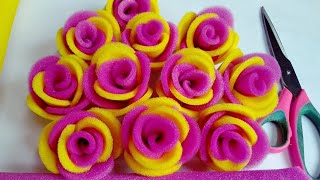 फोम के गुलाब /Gulab ke fool banane ke tarike/How to make rose/foam ke gulab/make rose for guldasta