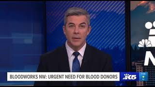 Bloodworks NW Experiencing Urgent Blood Shortage With High Patient Demand