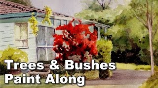 How to Paint Trees and Bushes in a Garden - Watercolour Paint Along