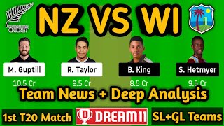NZ VS WI 1st t20 Dream11 team | New Zealand Vs West Indies Dream11 Match Prediction